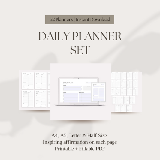 Daily Planner Set with affirmations - 22 Unique Printable Planners