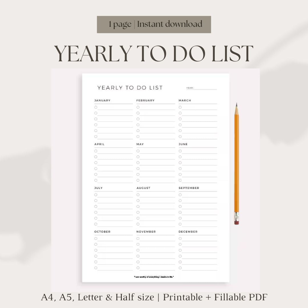 Yearly To Do list