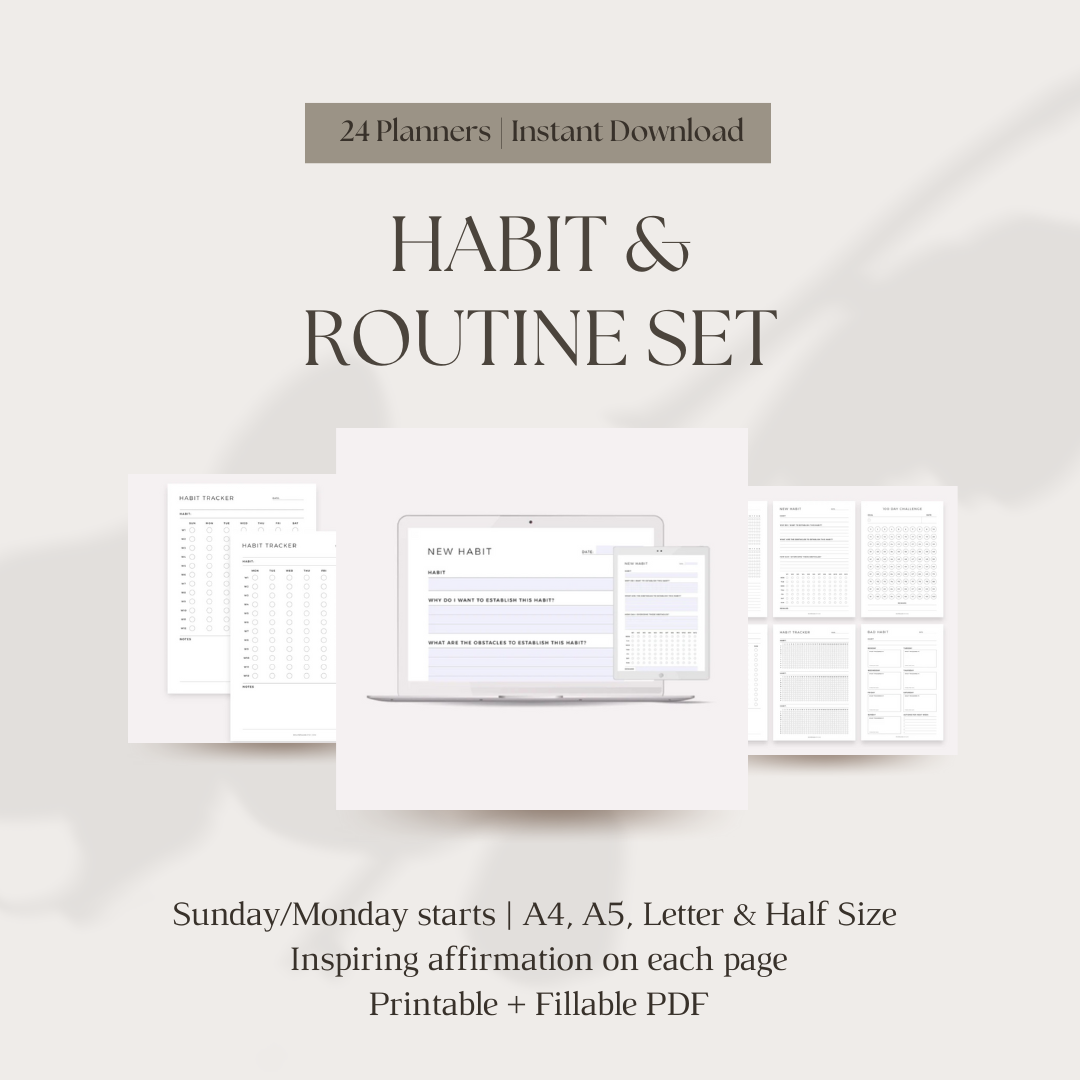 Habit & Routine Set with affirmations - 24 Exclusive Printables