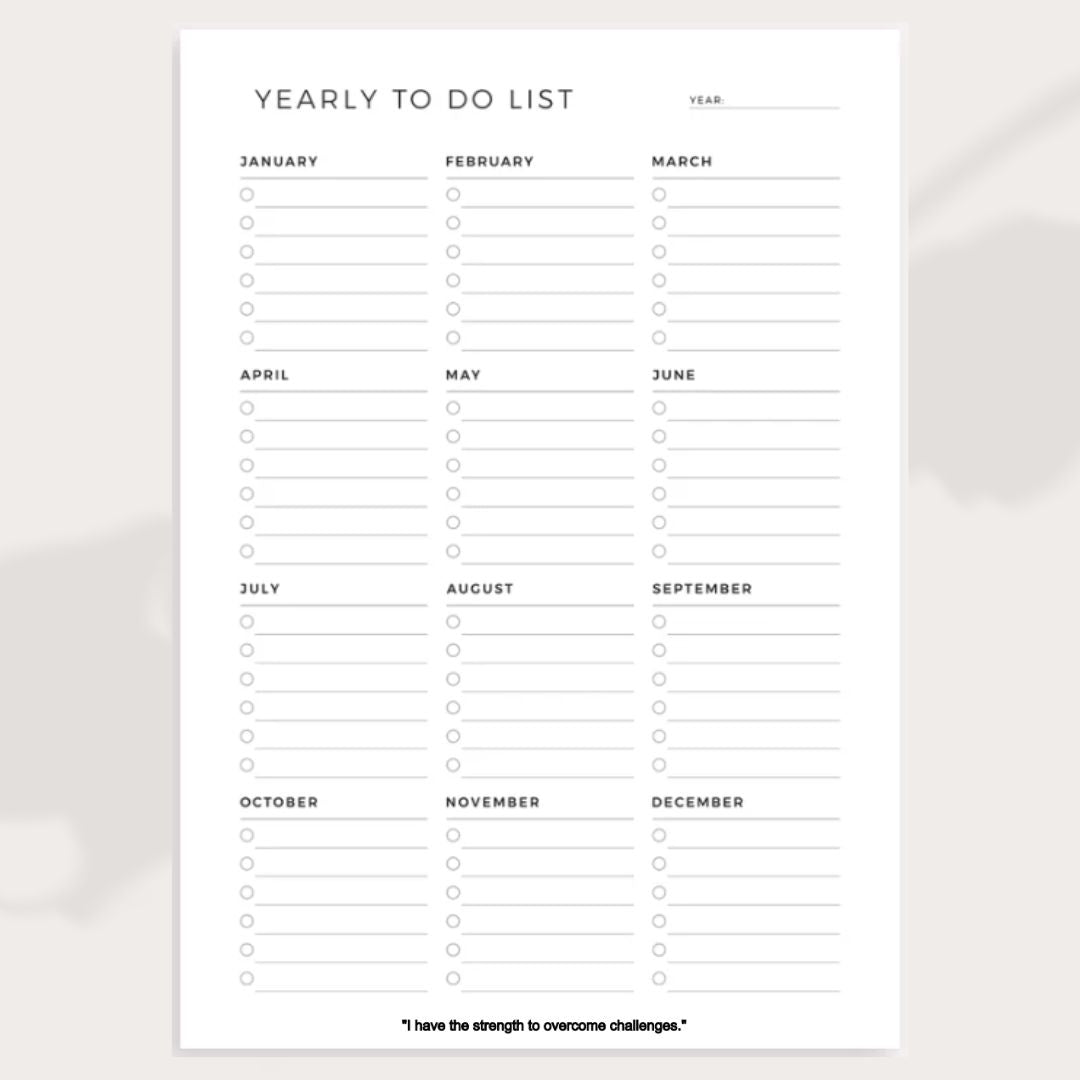 Yearly To Do list