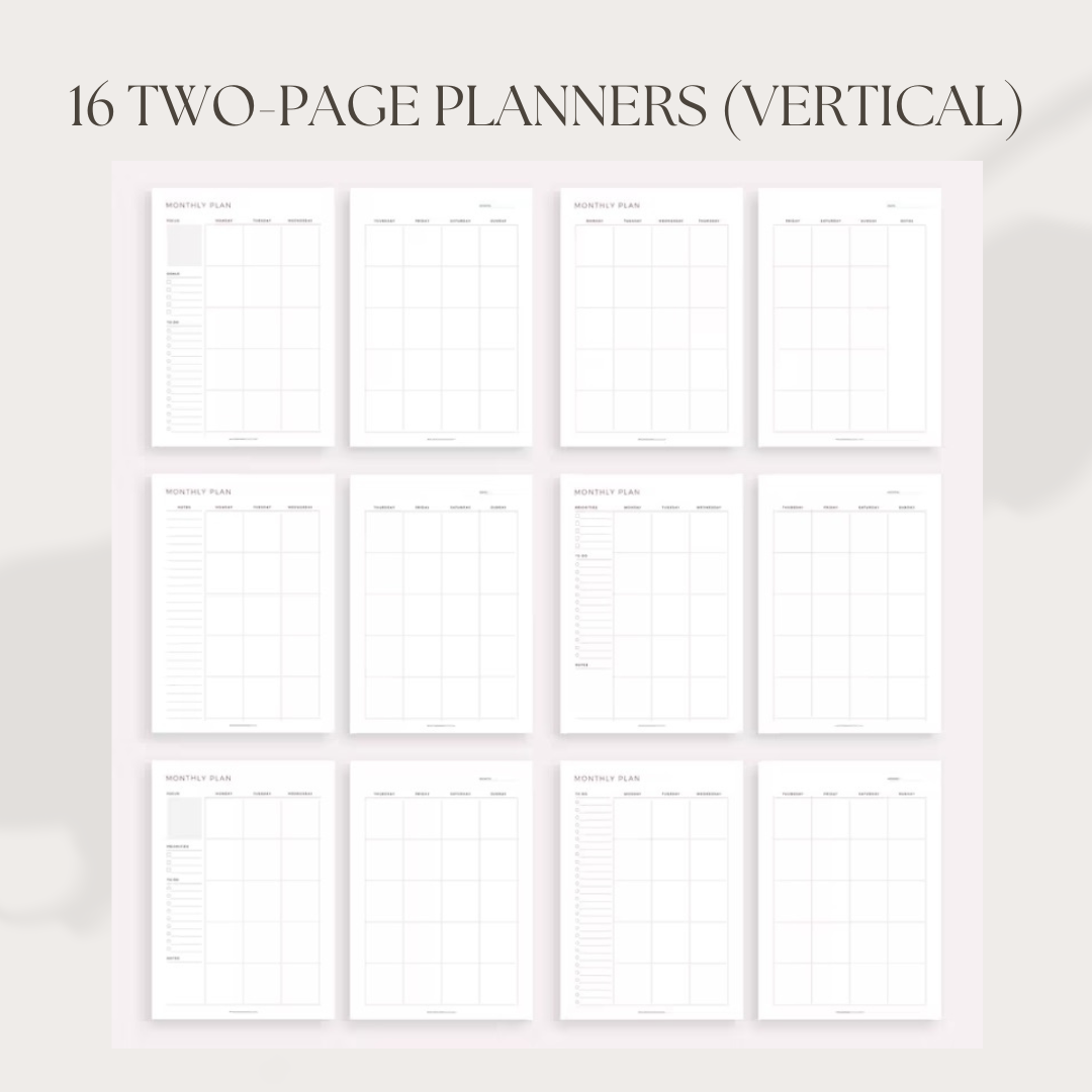 Monthly Planner Set with affirmations - 51 Unique Printable Planners