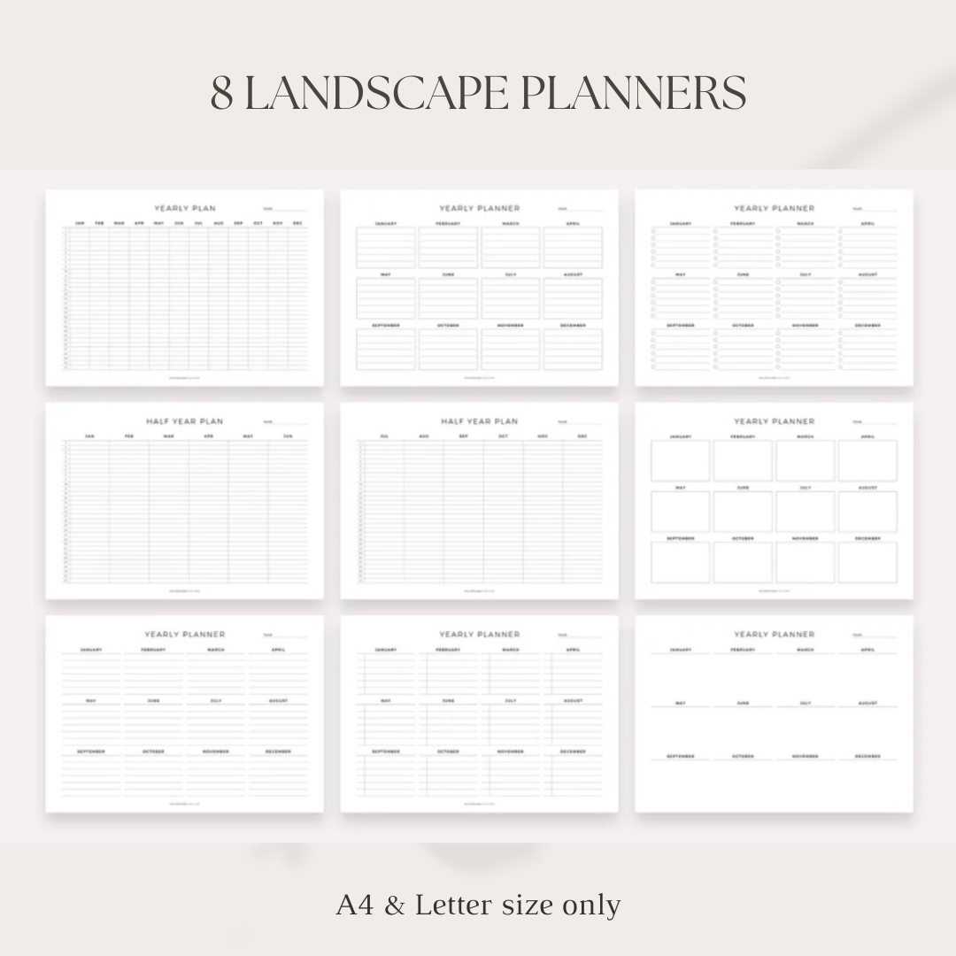 Yearly Planner Set with affirmations - 35 Unique Printable Planners