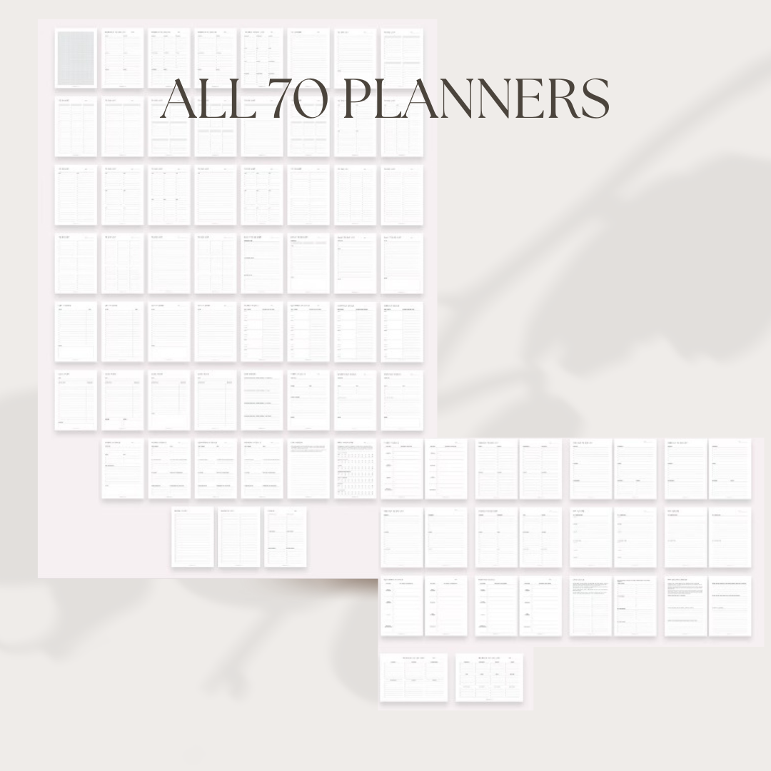 Goals & To Do List Set with affirmations - 70 Unique Printable Planners