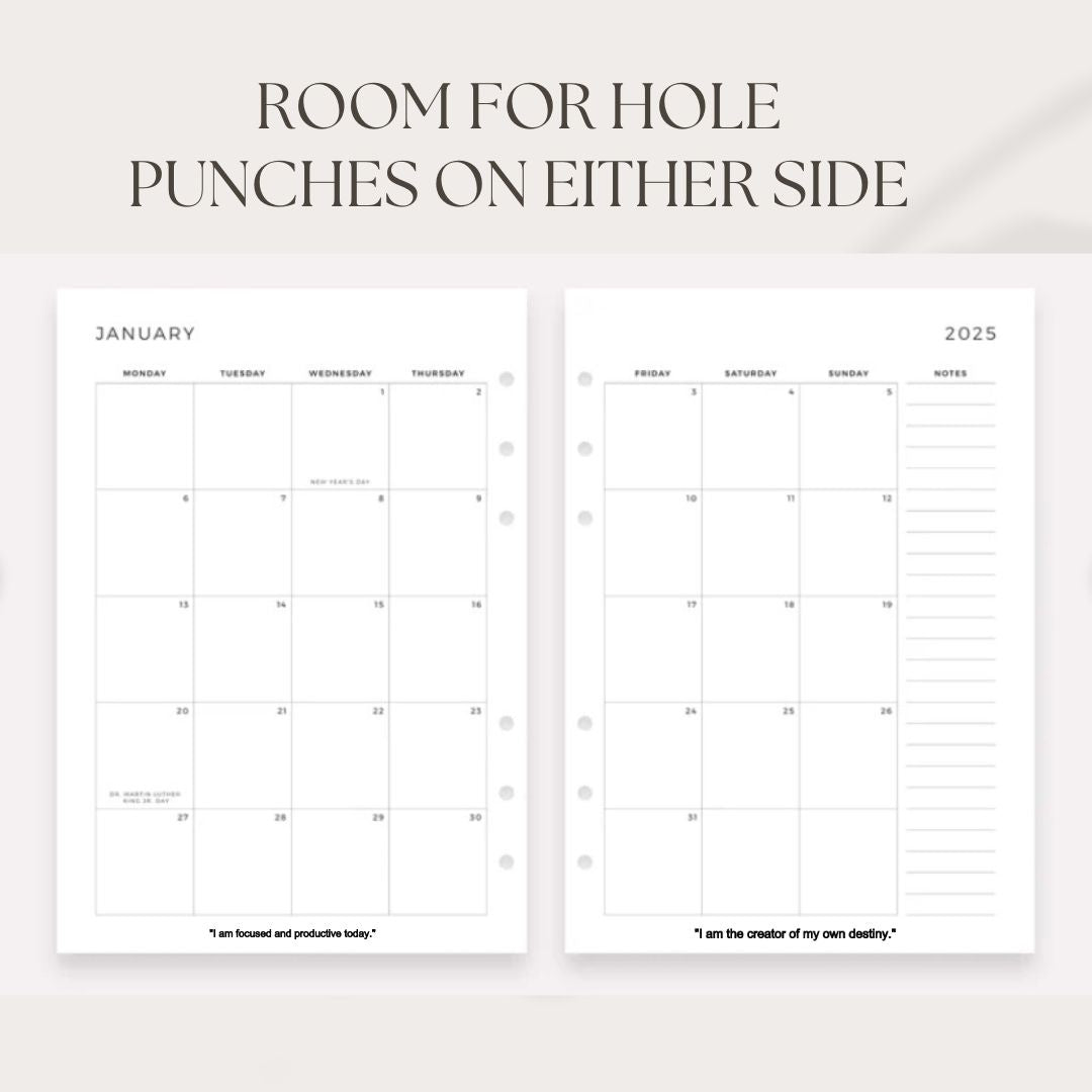 2025 Calendar Set with affirmations - 16 Unique Printable Designs